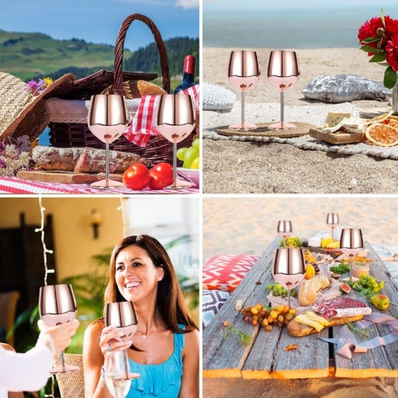 VERISA Rose Gold 18oz Unbreakable Steel Wine Glasses/Goblet | Set of 2 | NEW🩷🍷 - Picture 5 of 10